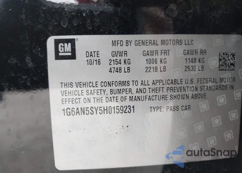 2017 Cadillac Ats-V from USA, damaged, VIN 1G6AN5SY5H0159231